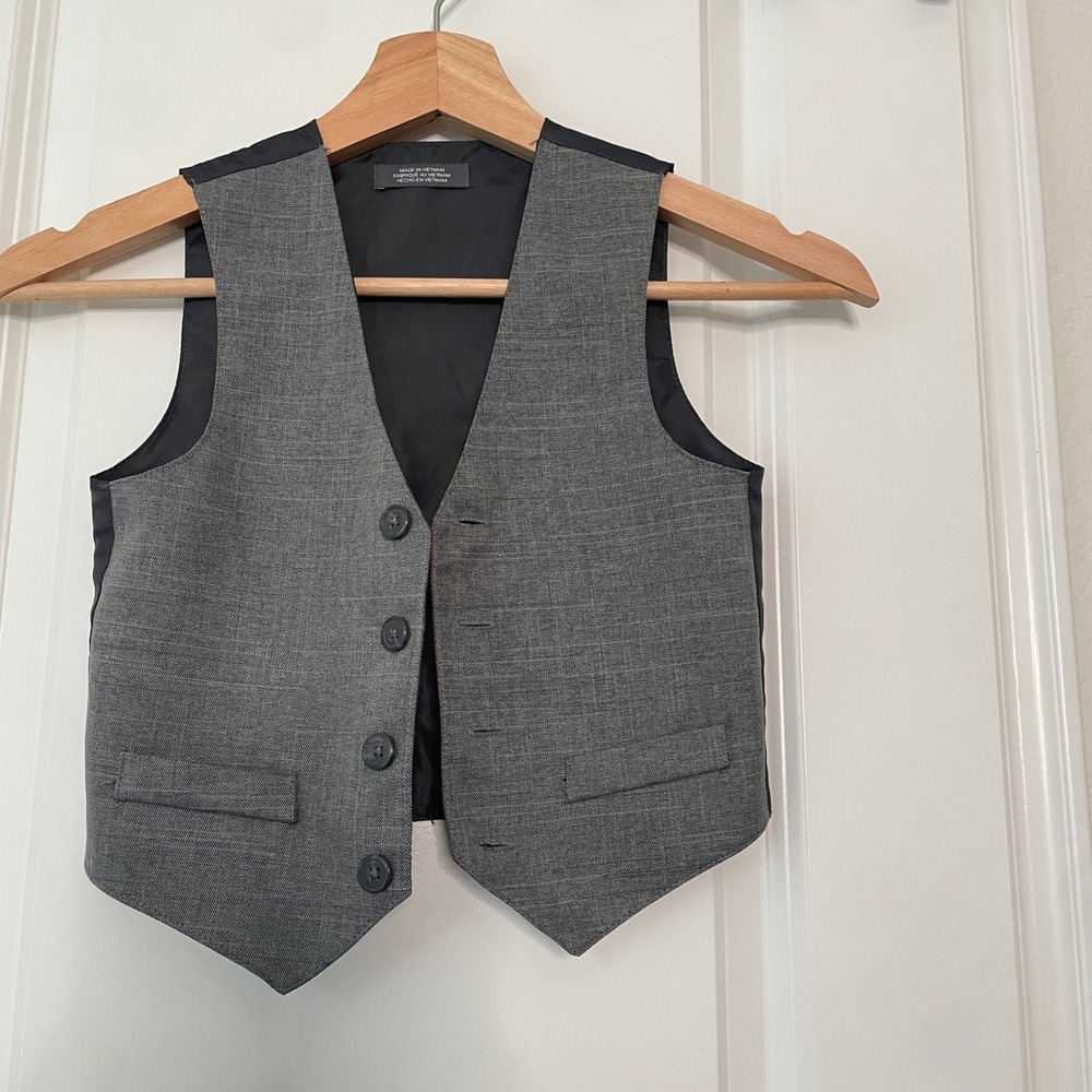 Van Heusen Gray Suit Vest Toddler 3T Boys Formal Wedding Dress Wear Party Layer - Picture 3 of 7